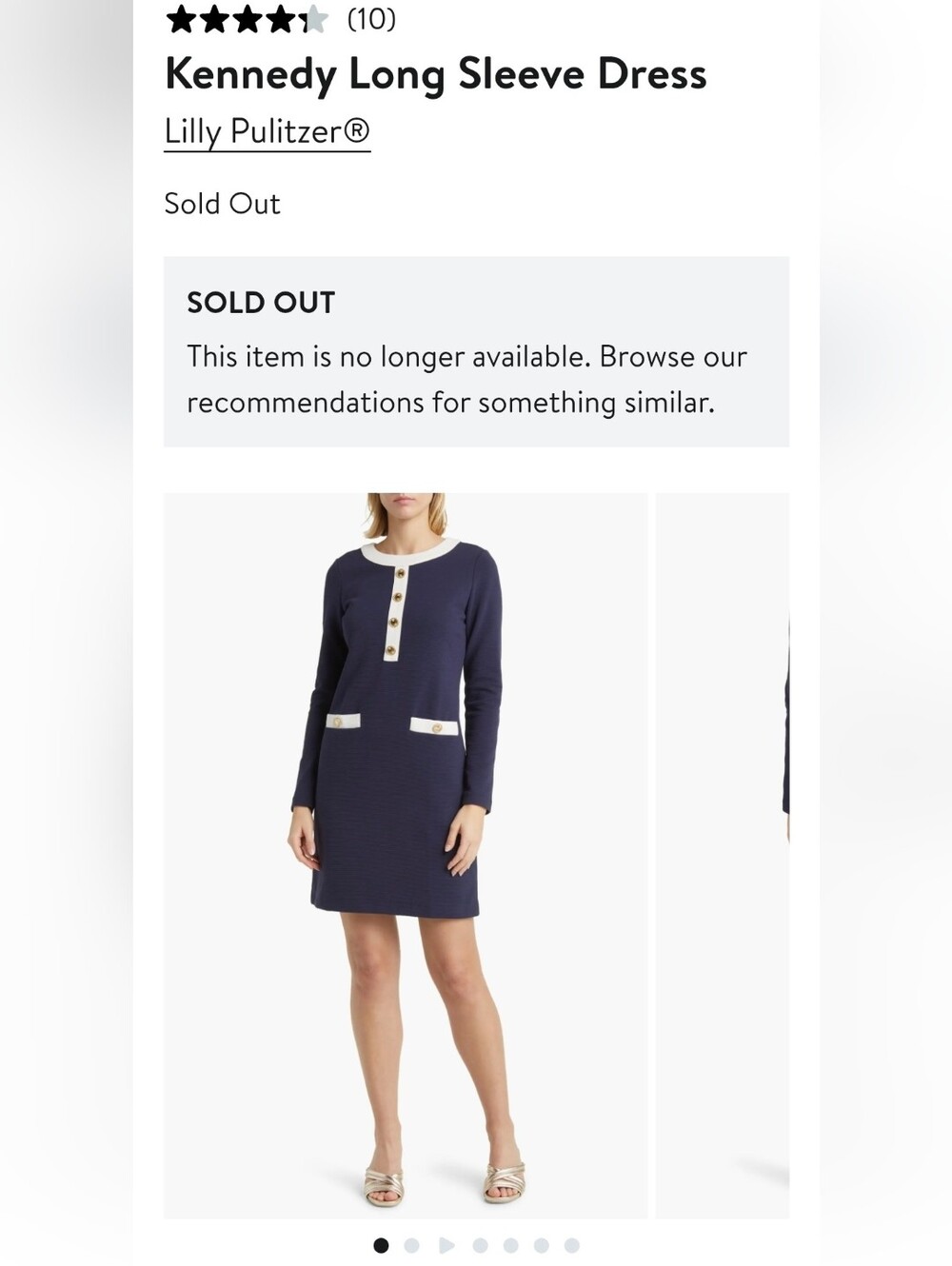 Lilly Pulitzer Navy Dress with Cream Trim and Gold Buttons